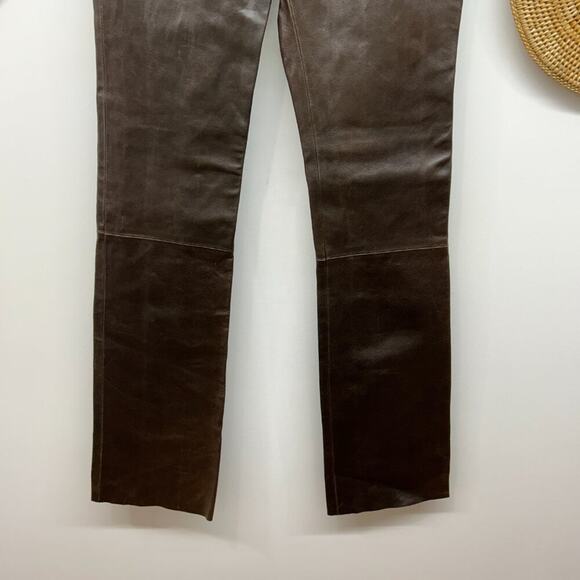 Vintage Maxima Wilsons Leather Neutral Brown Leather Straight Leg Pants 2 - Picture 5 of 11